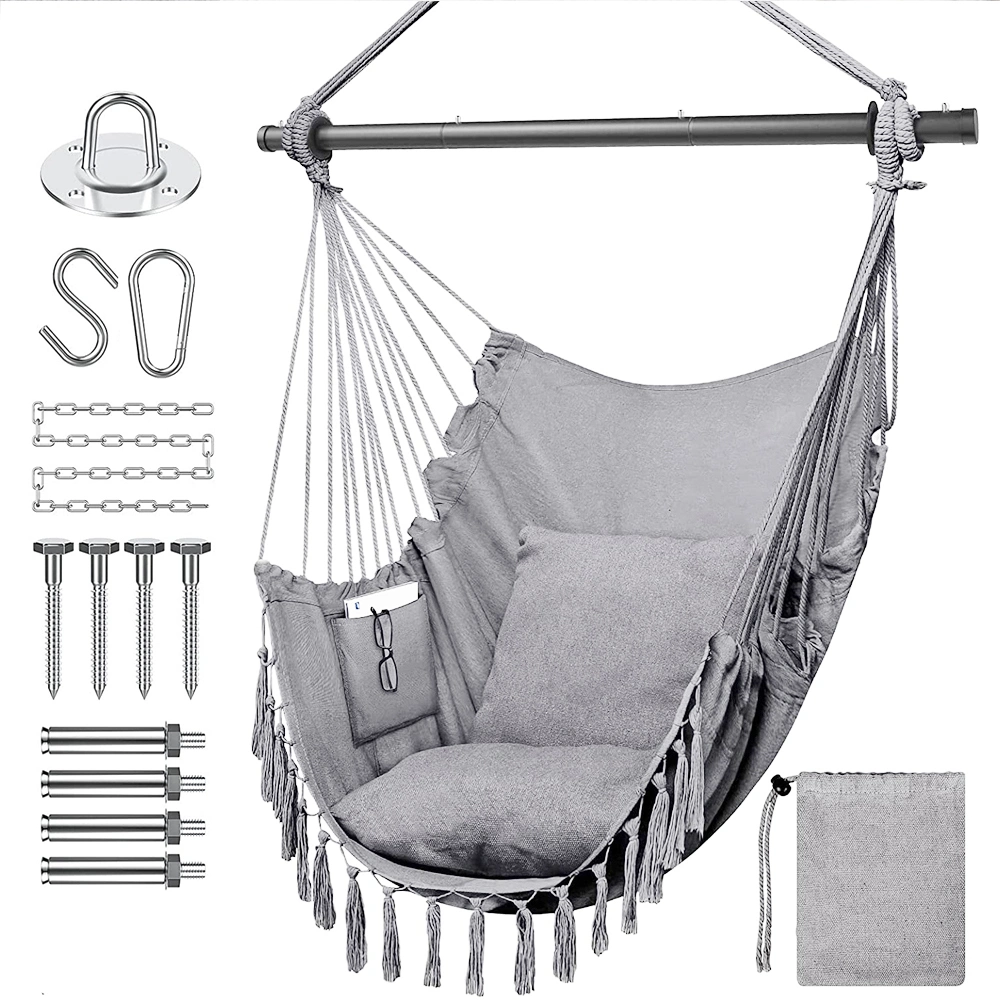 New Outdoor Detachable Rope Hanging Hammock Chair with Cushion