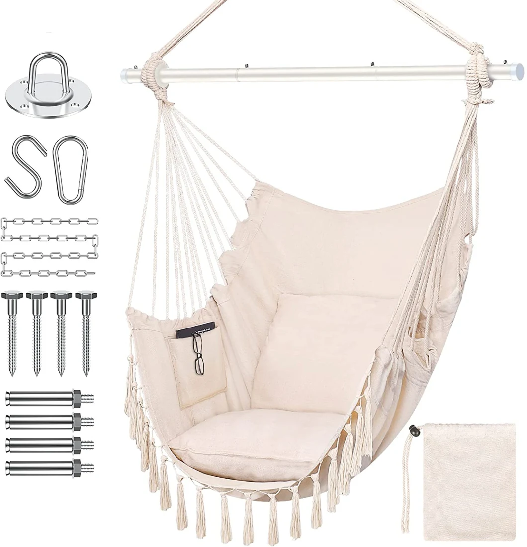 New Outdoor Detachable Rope Hanging Hammock Chair with Cushion