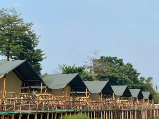 Barracas para todas as estações 4-6 pessoas Oxford Safari Glamping Tents para acampamento