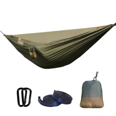 Rede de acampamento com rede mosquiteira portátil com alça de árvore e fivela para mochileiros de viagem ao ar livre Esg16927