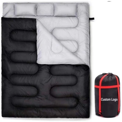 Sacos de dormir duplos Dandelion com 2 travesseiros leve para 2 pessoas ao ar livre mochila acampamento adulto